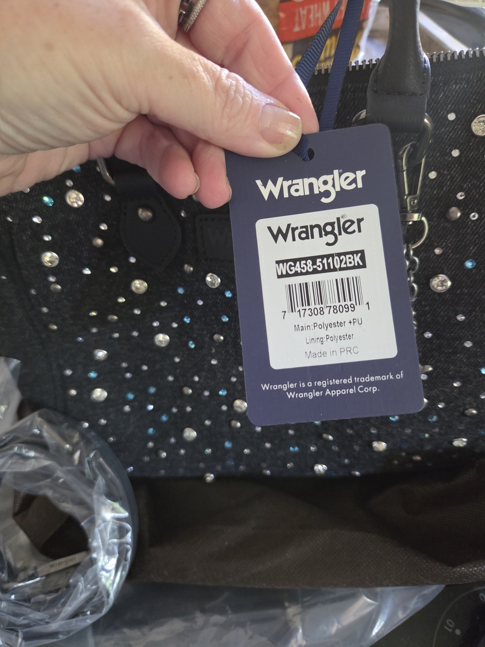 Wrangler Black Studded Tote Bag
